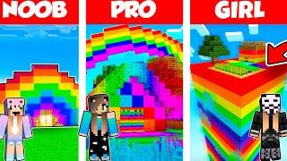 Minecraft Battle RAINBOW SPECTRITE HOUSE BUILD CHALLENGE - NOOB vs PRO vs GIRL  Animation