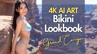 4K AI ART video - Japanese Model Lookbook at Grand Canyon