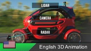 Autonomous car  self-driving car - How it works Animation