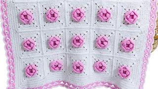 Crochet Rose Baby Blanket Pattern PART 1 of this Beautiful Design