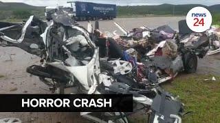 WATCH  Horror crash between 2 trucks and taxi leaves 14 dead in KwaZulu-Natal