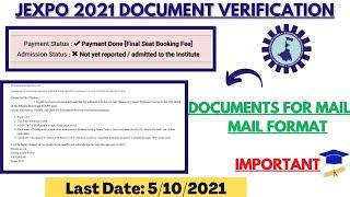 JEXPO 2021 DOCUMENT VERIFICATION FINAL ALLOTMENT  DOCUMENT MAIL FULL PROCESS STEP BY STEP