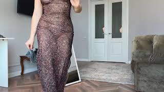 Housewife Clean a mirror Transparent Dress Try on Haul with My Channel