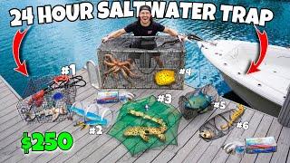 24 HOUR FISH TRAP Catches TONS of FISH For My SALTWATER POND