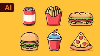 Adobe Illustrator Tutorial - How to Create Cute Fast Food Icons Vector