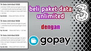 Cara membeli paket 3 Tri unlimited dengan GoPay