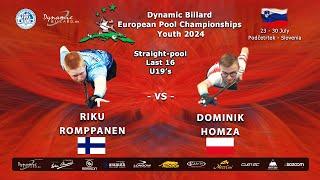 Day 1 Youth Straight-pool discipline Dynamic Billard European Pool Championships Youth 2024.