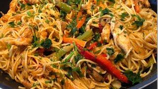 سباغيتي بمذاق خيااااالي على الطريقة الصينية أو الآسيوية chinese pasta  wok spaghetti chinois  ‼️