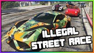 GTA 5 Roleplay - Illegal Street Race Cops Came  RedlineRP