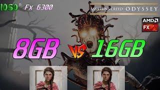 Assassins Creed Odyssey 8GB vs 16GB gtx 1050 ti Fx 6300. DDR3 RAM Benchmark