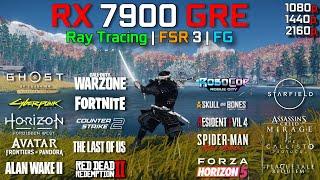 RX 7900 GRE + RYZEN 5 7600X  Test in 20 Games  1080p - 1440p - 4K  Ray Tracing & FSR 3  FrameGen