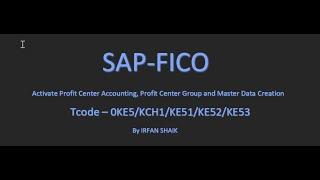 Profit Center Accounting Basic Settings