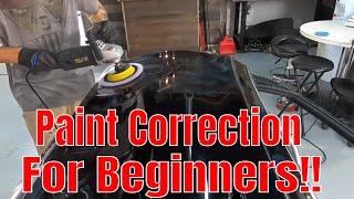 Teaching a NOOB Paint Correction Rotary Polisher Full 2 Step Correction On Black Paint