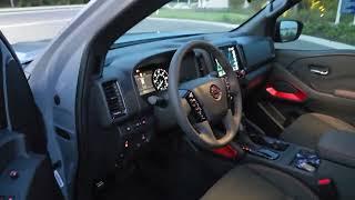 Sun Setting on 2024 Nissan Frontier Pro X. Night look and review inside and out. Lots of LED lights