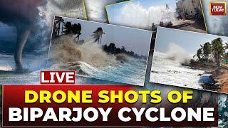 Biparjoy Cyclone Live  Aerial Visuals From Gujarat  Biparjoy To Make Landfall Between 4-5 PM