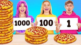 EXTREME 1000 LAYERS OF FOOD CHALLENGE  Big VS Medium VS Small Plate by 123 GO FOOD