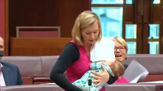 Australian Greens Senator Larissa Waters Breastfeeds Baby Daughter While Moving a Motion