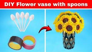How to make flower vase with plastic spoons  Very Easy & Quicky