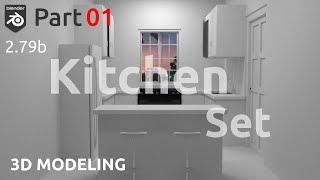 3D Modeling Kitchen Set in Blender 2.79 Cycles Render - Part 01