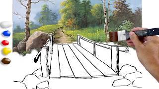 How to Paint Wooden Bridge in Acrylics  Time-lapse  JMLisondra