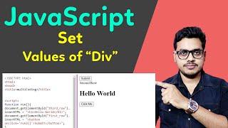 How to set value of Div in javascript  Set element of a div using javascript  Javascript Tutorial