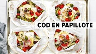 MEDITERRANEAN FISH RECIPE  cod en papillote cod in parchment paper - so easy