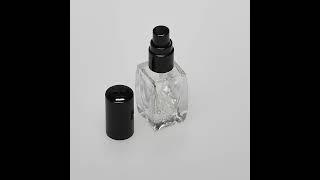 14 oz 7.5ml  Square Curve-Shaped Clear Glass Bottle Heavy Base Bottom  Fine Mist Spray Pumps