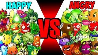 Team HAPPY vs ANGRY - Who Will Win? - PvZ 2 Team Plant VS Team Plant?