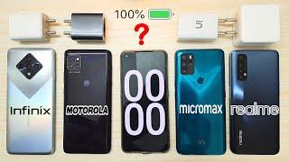 Infinix Zero 8i vs Moto G 5G vs Micromax IN Note 1 vs Realme 7 Charging Test & Heating Test