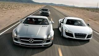 German Supercar Shootout SLS AMG vs R8 V10 vs 911 Turbo