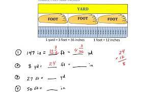 Converting Customary Length - Inches Feet and Yards