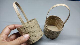AMAZING DIY BASKET MADE OF KRAFT PAPER  Easy Homemade Craft  Paper Basket Tutorial Video
