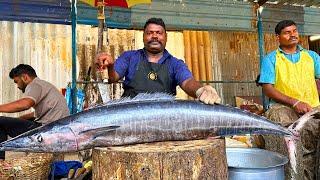 KASIMEDU  SPEED SELVAM  17 KG BIG SEER FISH CUTTING  IN KASIMEDU  HD VIDEO  FF CUTTTING 