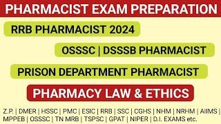 Pharmacist exam preparation  Pharmacy Law & Ethics MCQS  RRB  DSSSB  OSSSC  PRISON DEPARTMENT