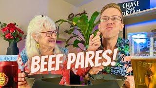 Trying BEEF PARES With My Mom  Filipino Food Review