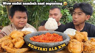 WOW ENDUT NAMBAH NASI SEGUNUNG  MUKBANG FRIED CHICKEN COCOL S4MB4L MERAH SAMPAI PUYENG