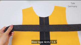 Easy way to sew elegant neckline with bias tape  Sewing Techniques