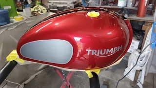 Custom Painting Triumph Motorbike Tank At Home