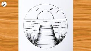 Easy Circle Scenery DrawingPencil Sketch step by stepEasy Drawing ideas for Beginners