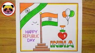 Republic Day Drawing  Republic Day Poster Drawing  How to Draw Republic Day Drawing Easy Steps