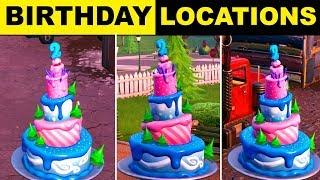 FORTNITE SEASON 9 BIRTHDAY CAKE LOCATIONS Dance In Front Of Different Birthday Cakes Spots