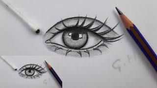 How To Draw An Easy And Beautiful Eye Picture? Drawing Hobby Eye Drawings