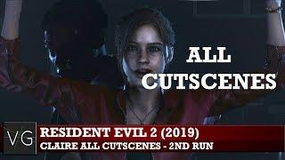 Resident Evil 2 2019 - Claire Redfield all cutscenes 2nd run + true ending