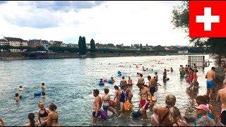 Switzerland Basel - Rhine swim Rhein schwimmen after work