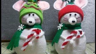 DIYAdorable Christmas Mouse Made From  D.T. Sock EASY NO-SEW