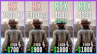 RX 7900 XT vs RX 7900 XTX vs RTX 4080 SUPER vs RTX 4090 - Test in 20 Games
