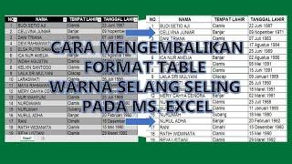 Mengembalikan Format Table Warna Selang Seling Pada Microsoft Excel