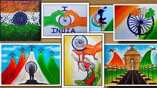 7 Best and easy drawings on republic dayIndependence day with oil pastel for beginners.