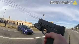 Bodycam footage shows Columbus sergeant getting hit by stolen vehicle firing shots at suspect