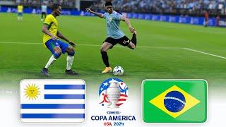 URUGUAY vs BRAZIL  QUARTER FINAL COPA AMERICA 2024 USA  FOOTBALL GAMEPLAY HD